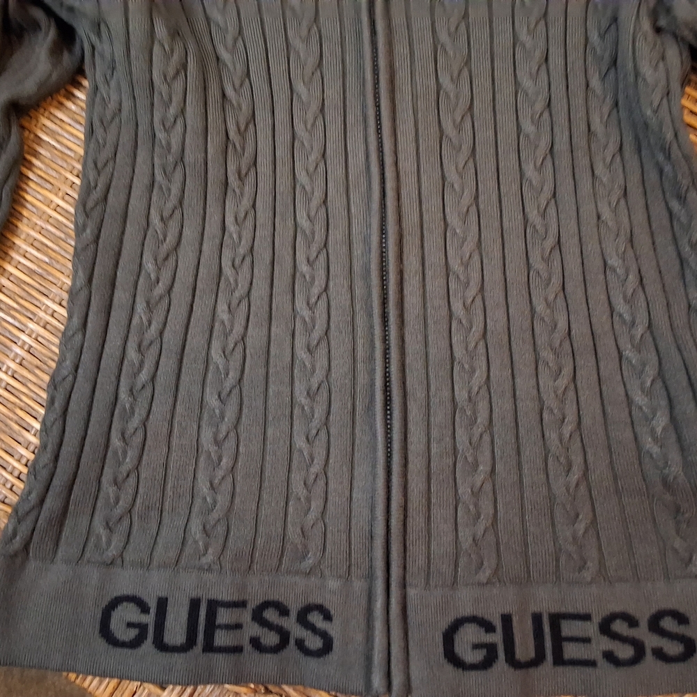 Guess Olive Cable Knit Zip Hoodie - Picture 6 of 10